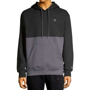 Champion Powerblend Fleece Pullover Hoodie Gray Black S
